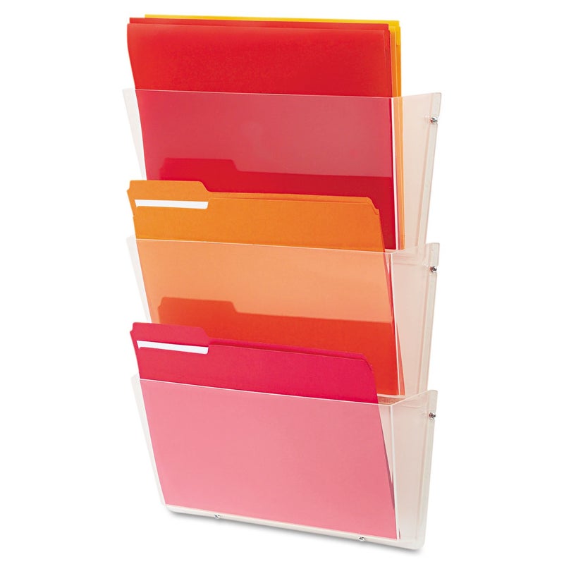 Deflect-O Deflecto 63601 Unbreakable docupocket expandable three-pocket wall file set  letter  clear - Image 1